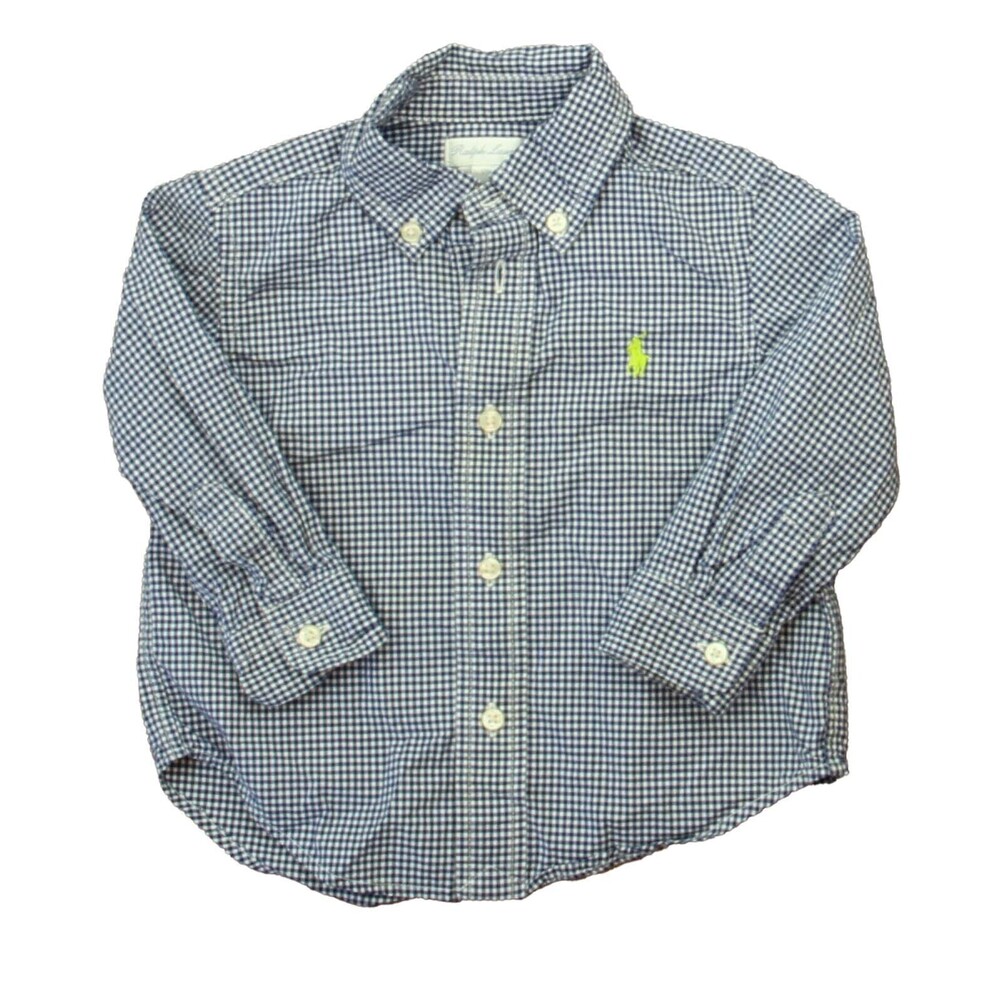 Ralph Lauren Boys Blue | White Button Down Long Sleeve size: 12 Months